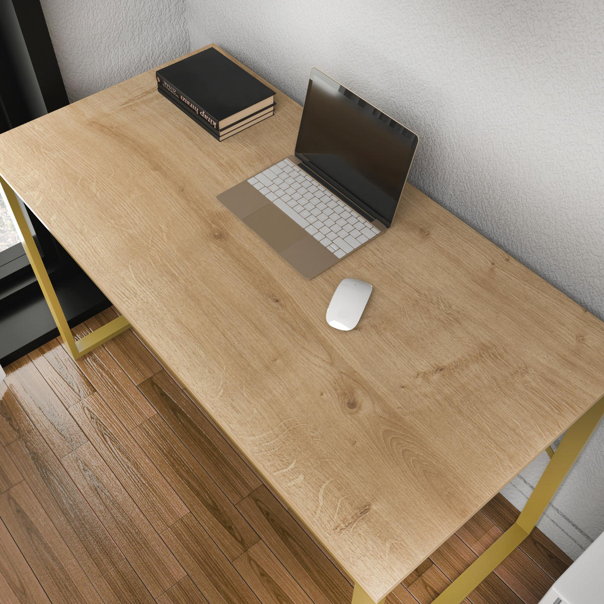 COMPUTERTISCH Layton Gold Eiche Safir - Eichefarben/Goldfarben, Holzwerkstoff (60/120/16cm) - Decorotika