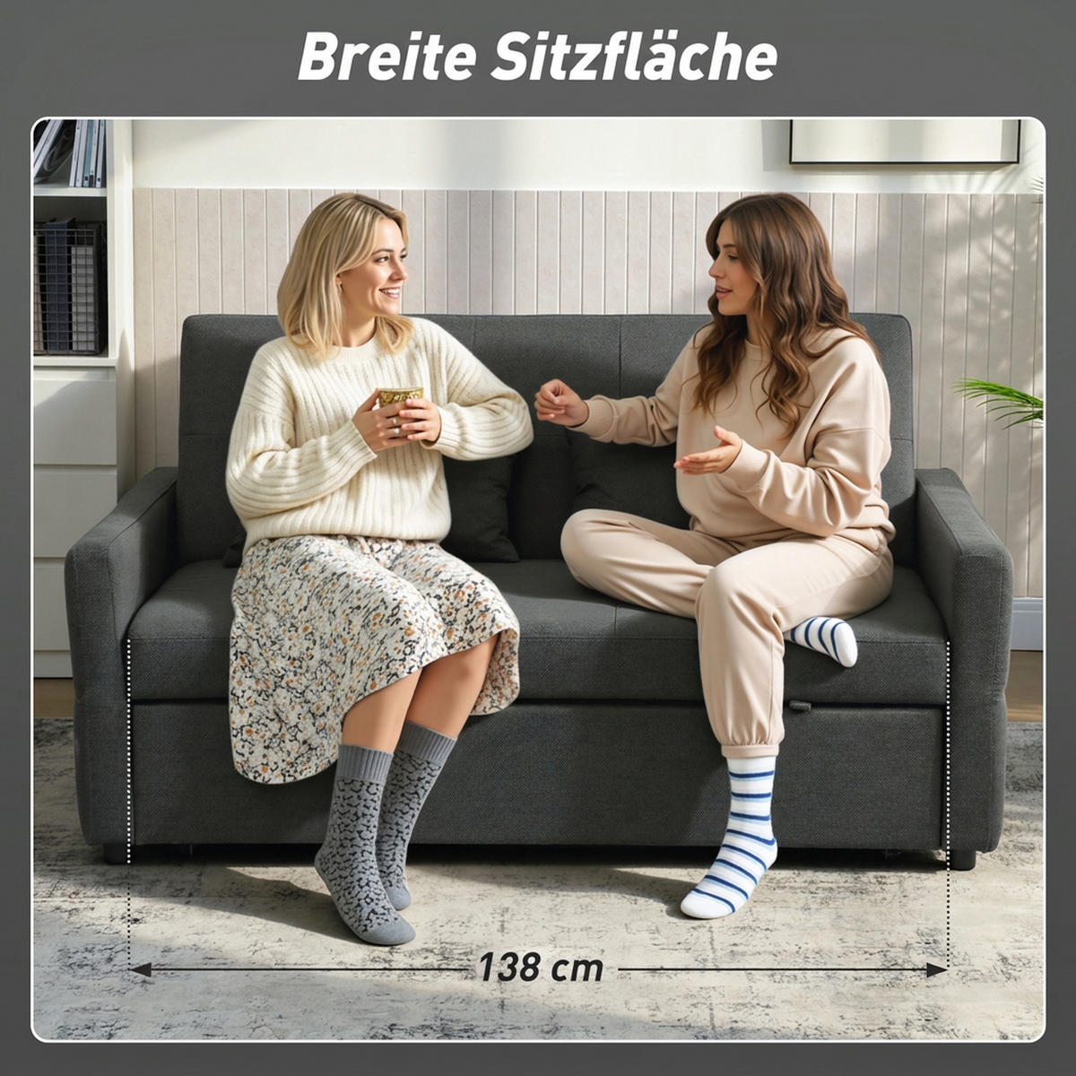 SCHLAFSOFA Polyester Dunkelgrau - Dunkelgrau/Schwarz, Kunststoff/Textil (85/85/160cm) - HOMCOM