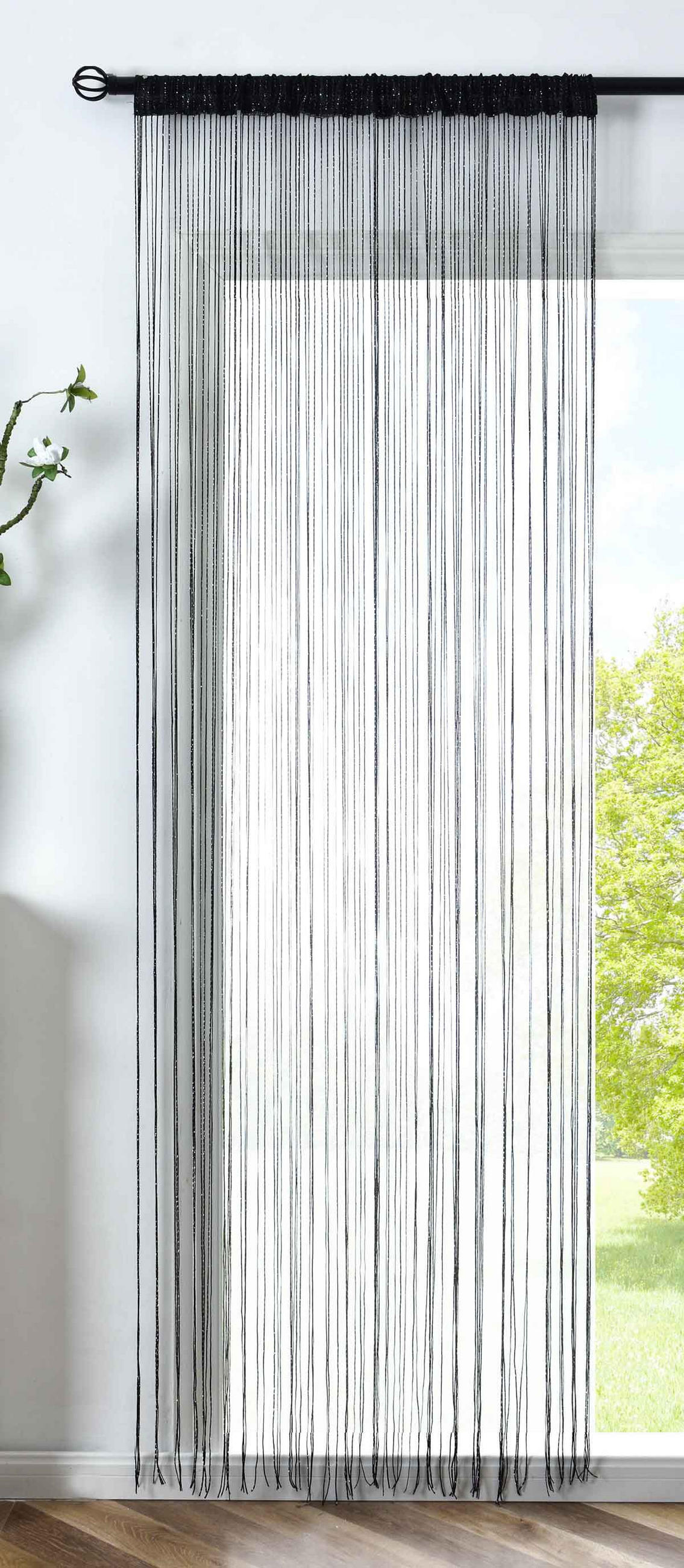 FADENGARDINE Shanghai HxB 250x145 cm Schwarz Lurex - Schwarz, Textil (145/250cm) - Gardinenbox