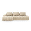 AUSKLAPPBARES-ECKSOFA links mit Container Linz aus Samt leichtes beige 3 Sitzplätze - Creme, Textil (142/275cm) - Cosmopolitan Design
