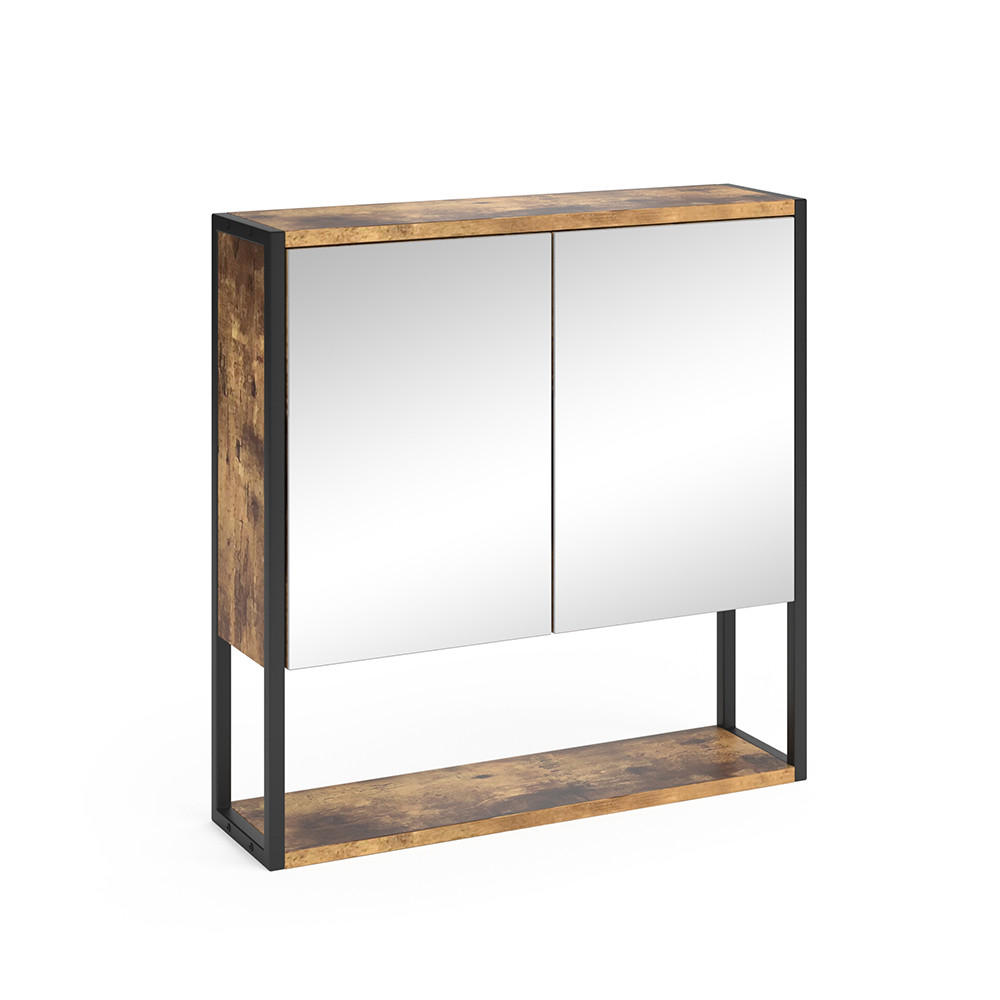 BADSPIEGELSCHRANK Fyrk Antikholz 60 x 60.6 cm - Eichefarben/Schwarz, Holzwerkstoff (60/60.6/16cm) - Vicco