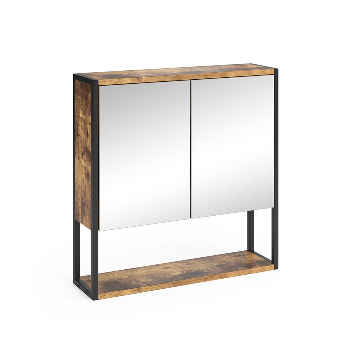BADSPIEGELSCHRANK Fyrk Antikholz 60 x 60.6 cm - Alteiche/Schwarz, Holzwerkstoff (60/60.6/16cm) - Vicco