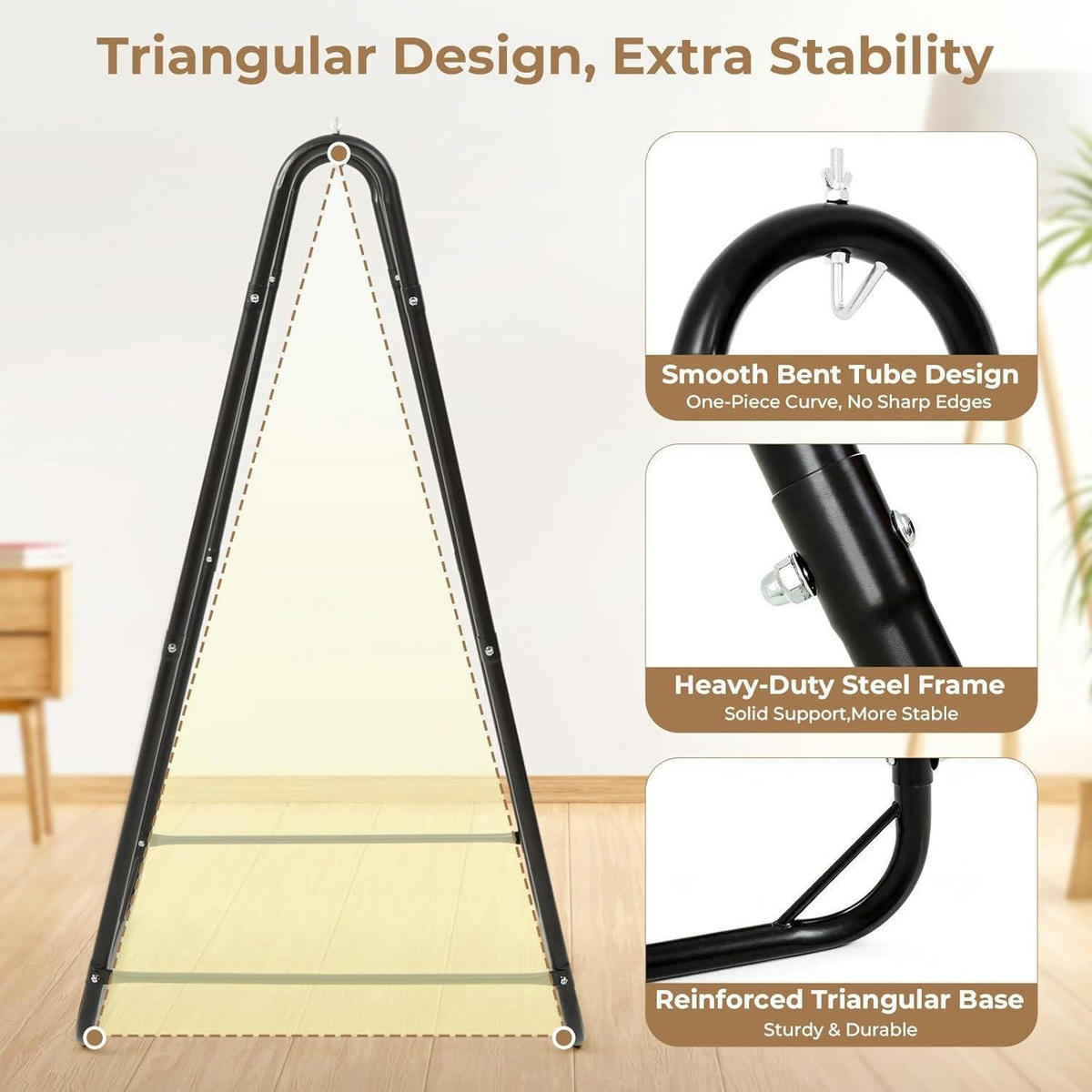 HÄNGESESSEL-SET U-Form Schwarz 100 kg Tragkraft - Schwarz, Metall (88.9/1.5/162.6cm)