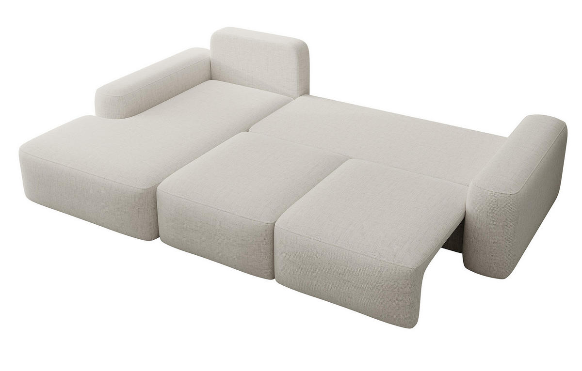 ECKSOFA Carnos mit wasserabweisendem Chenille-Bezug in Cremeweiß - Ecru, Textil (264/162cm) - Selsey