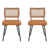 ESSZIMMERSTÜHLE 2er-Set PU-Leder & Rattan Braun - Braun, Leder/Holzwerkstoff (61/79/46cm) - Urban Meuble