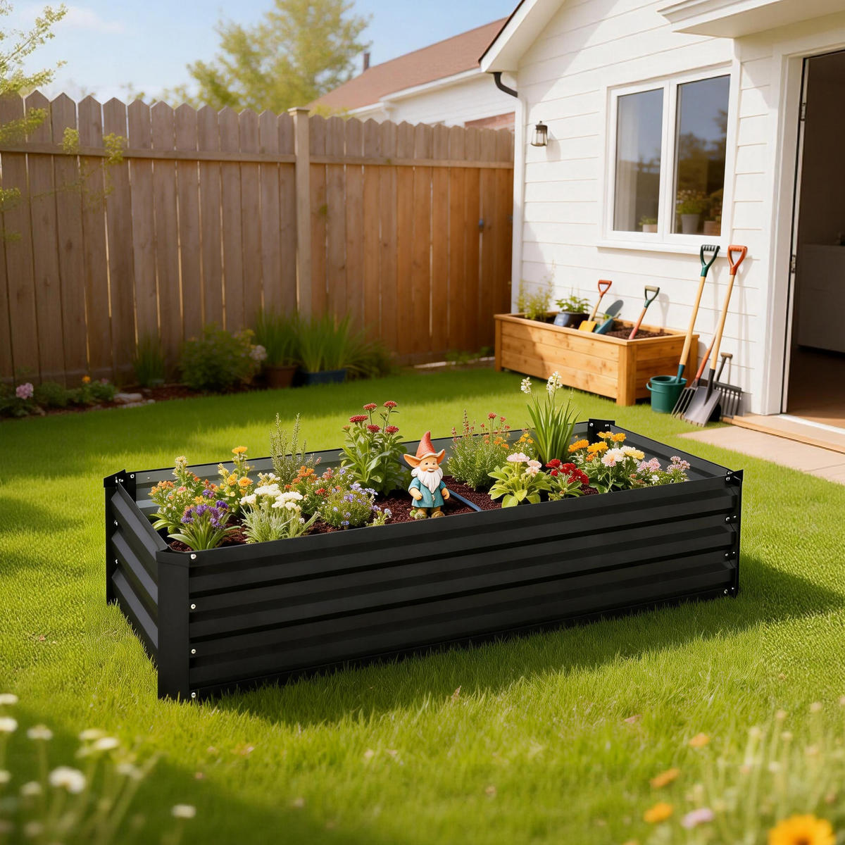 HOCHBEET DE-12315 150/70/30 cm mit offenem Boden Dunkelgrau - Dunkelgrau, Metall (150/30/70cm) - ComfortXL