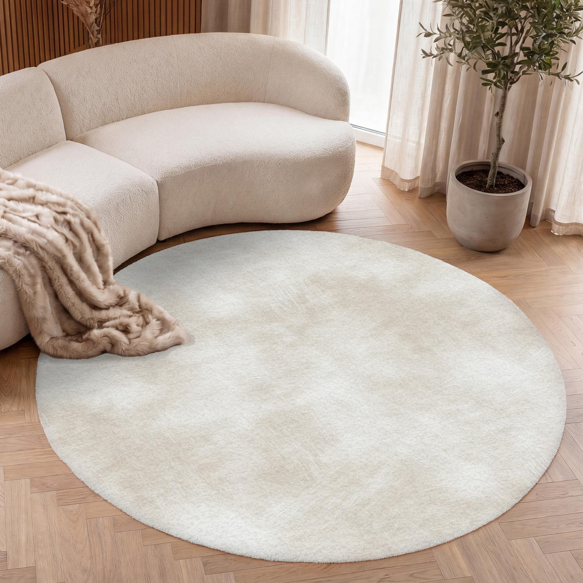KOBERCE - Jemné - Textúra - Béžová - 150x150 cm - krémová, textil/plast (150/0.4cm) - OnlyWow