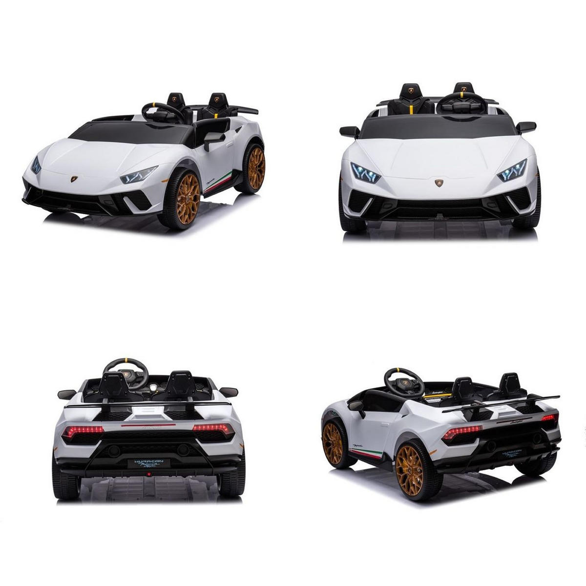 KINDER ELEKTROAUTO Lamborghini Huracan Spider weiß Allradantrieb, EVA-Reifen, Kunstledersitz, lizenziert, Zweisitzer - Weiß, Kunststoff (133/88/50cm) - Es-Toys