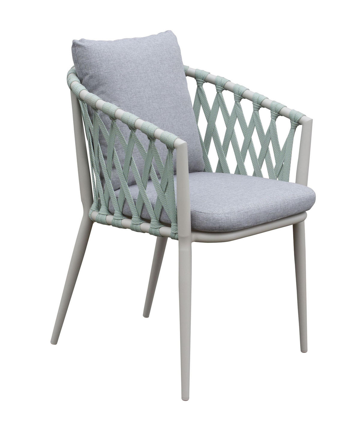 STAPELSTUHL Vienna, Rope, Aluminium, Taupe-Grün - Grau/Grün, Metall (45/80/60cm) - dasmöbelwerk