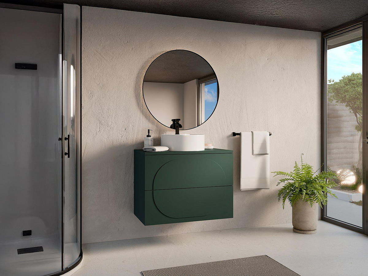 WASCHTISCHUNTERSCHRANK hängend - Grün - 80 cm - VUTOMA - Grün, Holz (80/60/46cm) - Vente-Unique