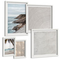 BILDER SET 5er Set - 50x50 cm & 20x30 cm & 40x60 cm Weißer Rahmen - Sommerlicher Sandstrand mit Meerblick - Weiß, Kunststoff (40/60cm) - TULUP