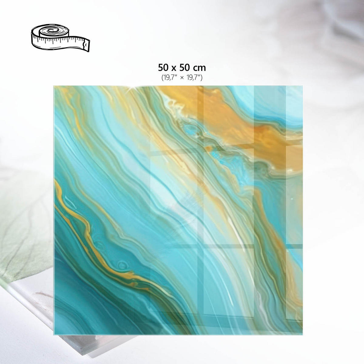 TISCHPLATTE 50x50 cm – Bunte Wellen - Grün, Glas (50/50/0.4cm) - Wallfluent