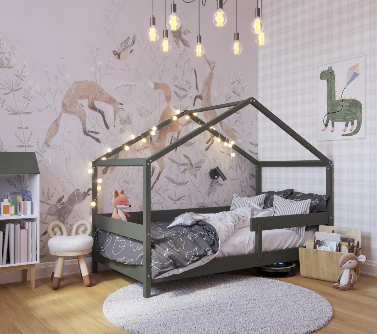 HAUSBETT HYTTE Grün 89x169x135 cm - Grün, Holz - FURNLUX