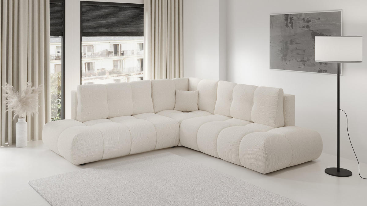 ECKSOFA DUCA II L-S Beige Jersey mit Schlaffunktion - Beige, Holz (266.5/266.5cm) - MASSENO