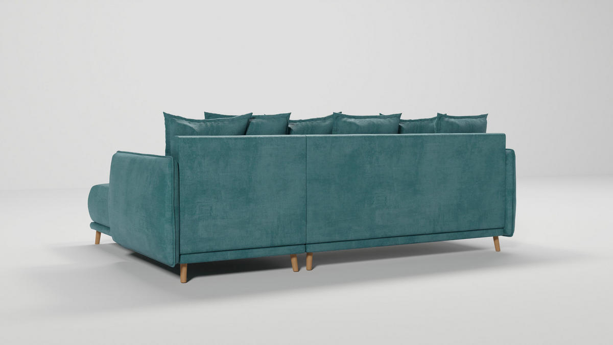 ECKSOFA Chroma Türkis Luxusmicrofaser - Türkis/Braun, Holz/Textil (238/170cm) - S-Style Möbel