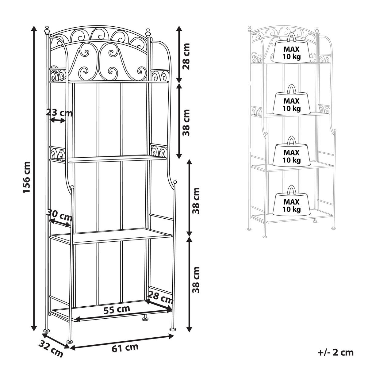 GARTENREGAL weiß Metall 4 Ablageflächen klappbar Padua - Weiß, Metall (61/156/32cm) - Beliani