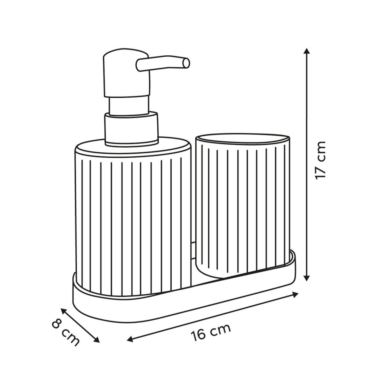 SEIFENSPENDER und Becher mit Ablage 300 ml 16/8/17 cm - Beige, Kunststoff (8/17/16cm) - 5five Simply Smart