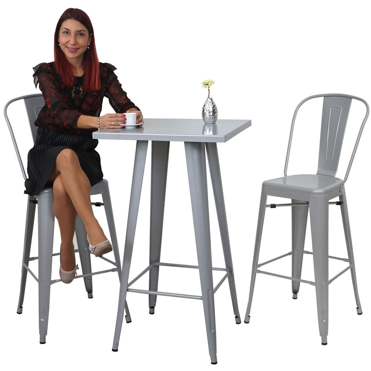 STEHTISCH METALL eckig Grau - Grau, Metall (60/60/105cm) - MCW