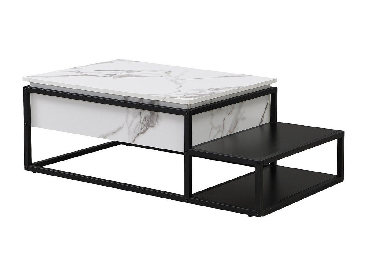 COUCHTISCH höhenverstellbar - MDF & Metall - Marmor-Optik Weiß & Schwarz - LUTESA - Hellgrau, Holz (110/60/38cm) - Vente-Unique