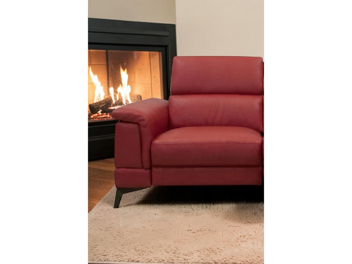 3-SITZER Sofa Planet Echtleder Rot - Rot, Leder/Metall (200/80/110cm)