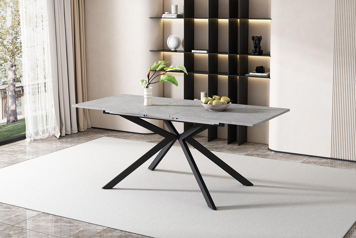 ESSTISCH 150/70/76 cm Schwarz/Grau aus MDF mit Ausziehfunktion - Grau, Holzwerkstoff (180/70/75.5cm) - OKMYHOME