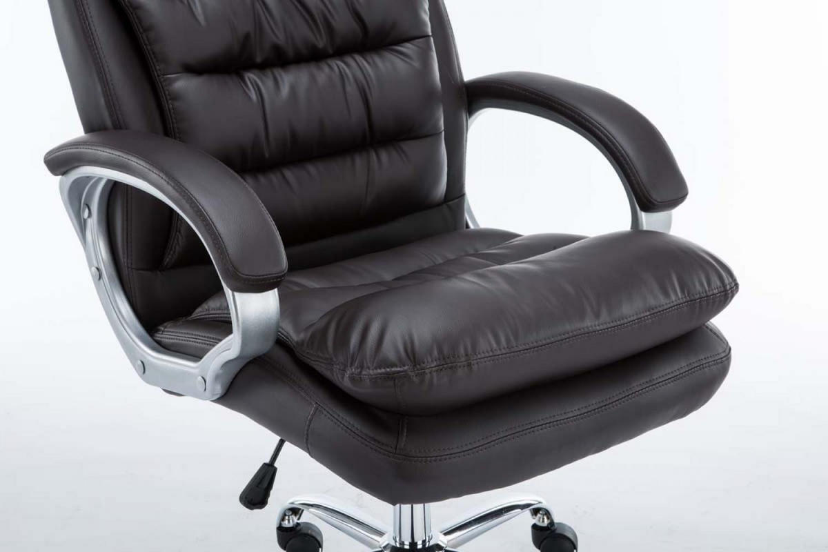 CHEFSESSEL Lederlook braun - Chromfarben/Braun, Textil/Metall (68/116/77cm) - CLP