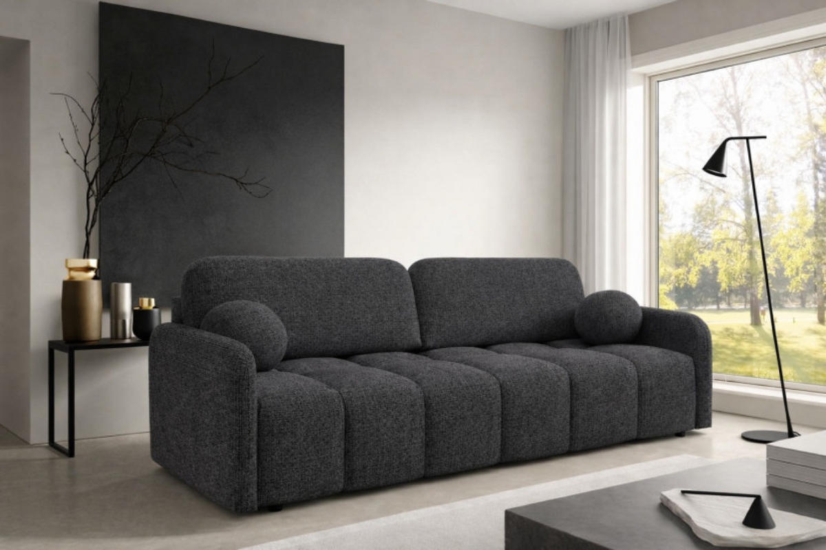 SOFA Cremona KUBI Ausziehbar Mit Bequemem Sitz 97 cm - Schwarz, Textil (218/90/88cm) - Sepro Meble