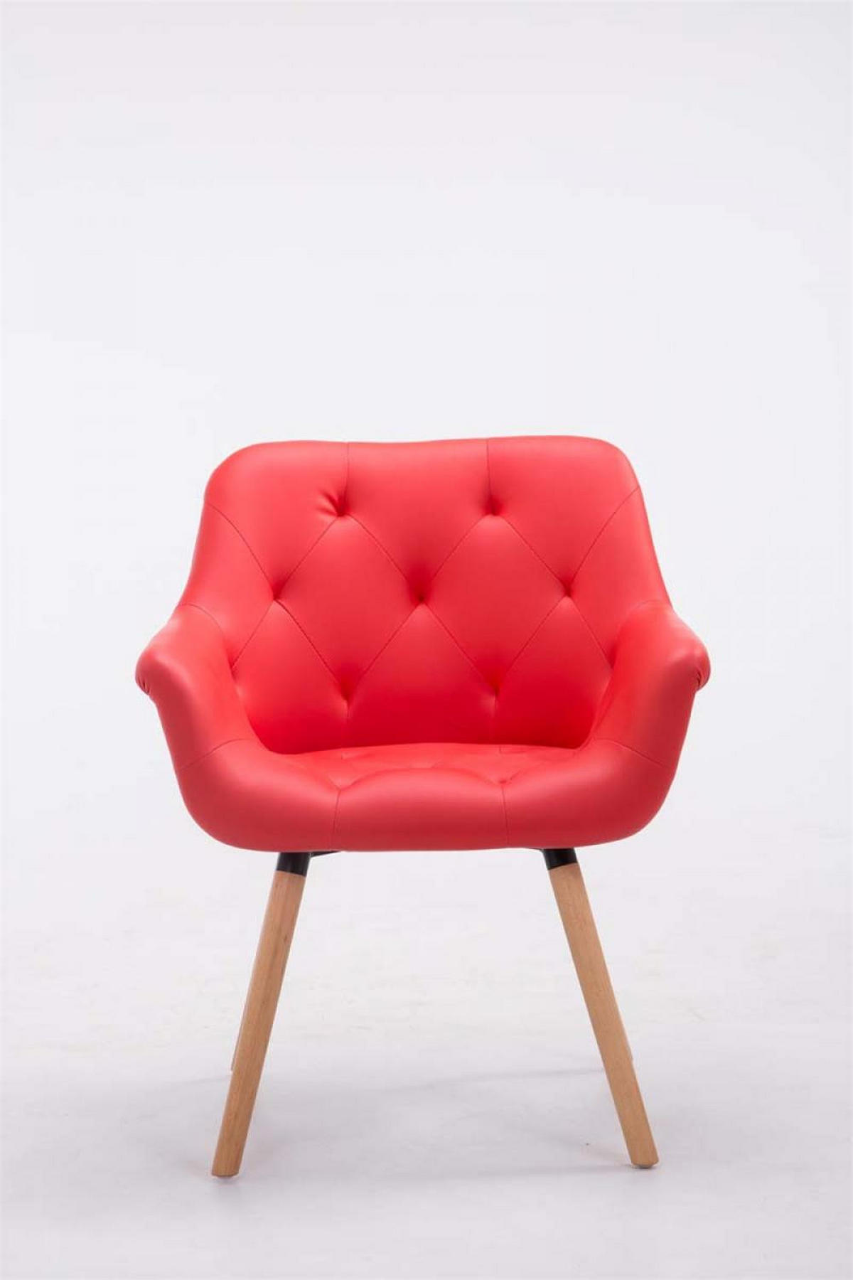 ARMLEHNENSTUHL Lederlook rot - Eukalyptusholzfarben/Rot, Holz/Textil (67/83/60cm) - CLP