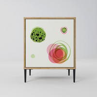 SIDEBOARD COLORFUL COSMOS, Eichefarben, 57,5x42x72,5 cm, Schwarze Metallfüße - Eichefarben/Multicolor, Holzwerkstoff/Metall (57.5/72.5/42cm) - SpaceRebels