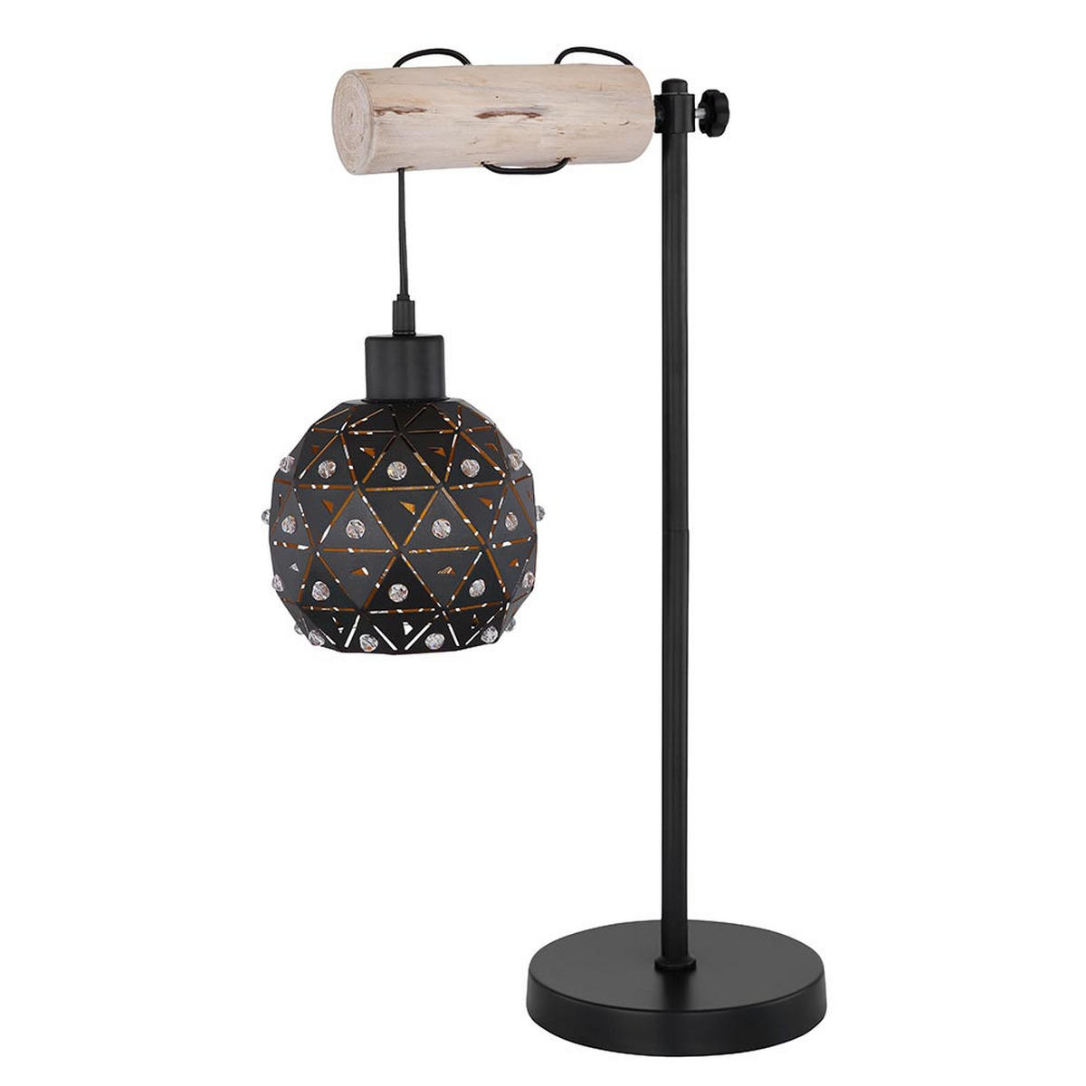 TISCHLEUCHTE Metall Schwarz Matt Gold - Schwarz, Holz (34/18/55cm) - Globo Lighting