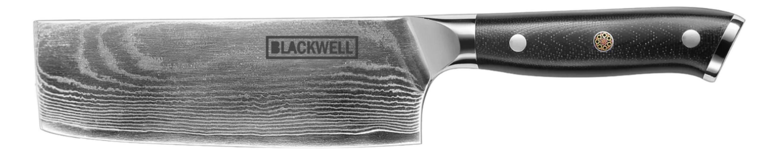 NAKIRIMES Gemüsemesser im japanischen Stil – 67 Lagen Damaszenerstahl – VG10 – 17,5 cm - Schwarz, Metall (1cm) - Blackwell