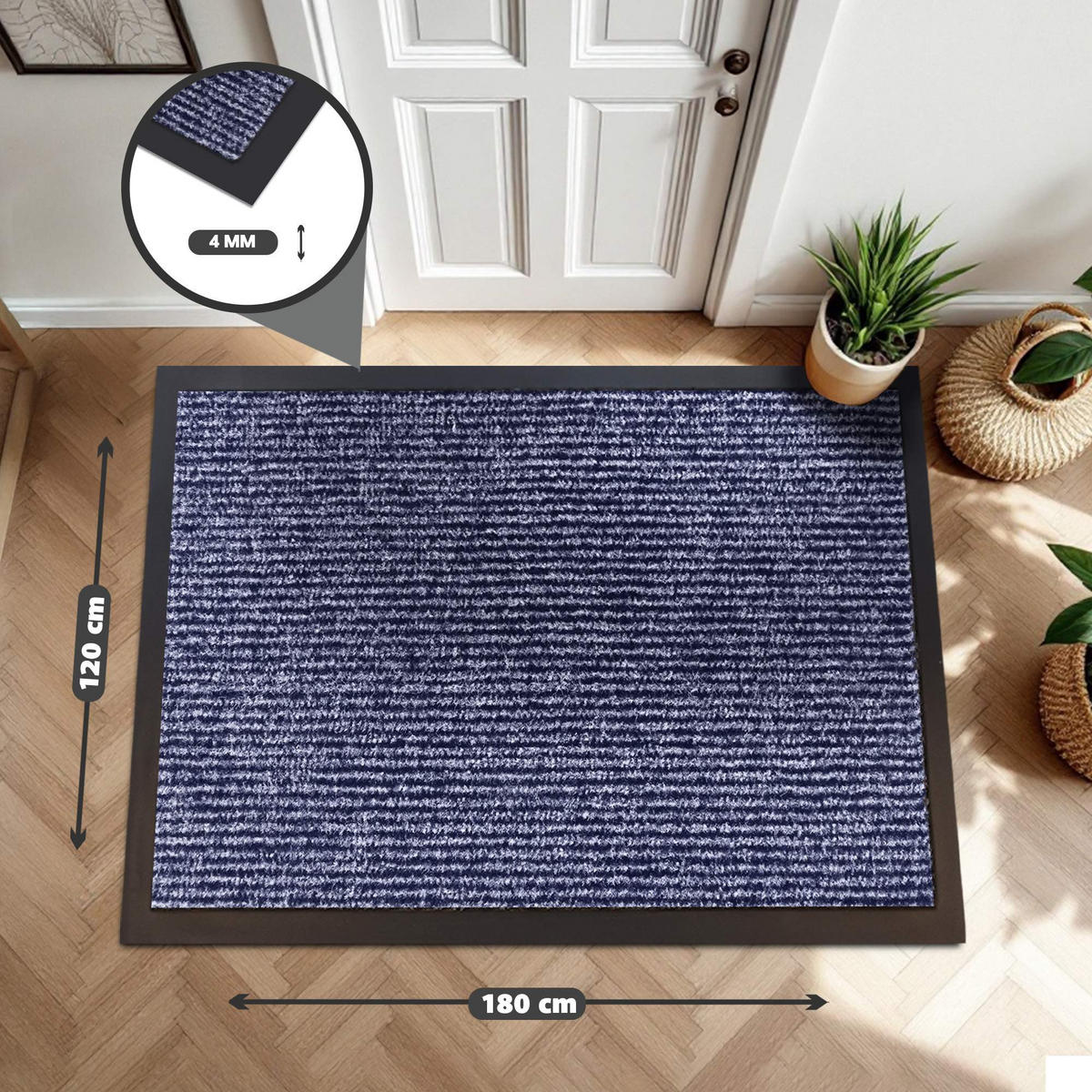 SCHMUTZFANGMATTE PALERMO - Blau, Textil (120/180cm) - WohnDirect