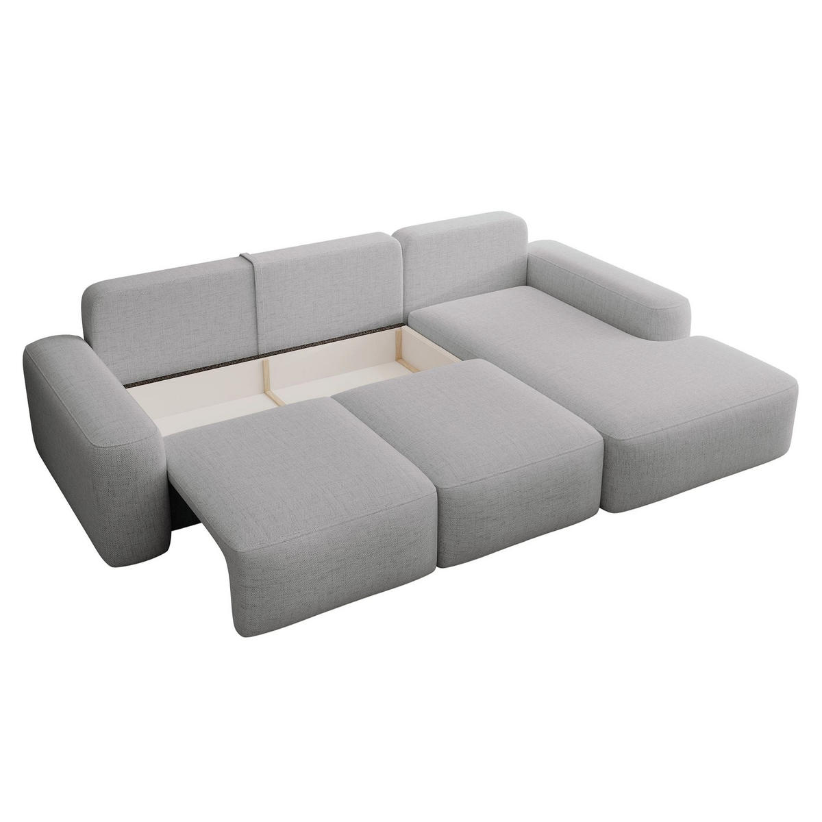 ECKSOFA Carnos mit Ballkissen, Grau Chenille, rechtsseitig - Schwarz/Grau, Kunststoff/Textil (162/264cm) - Selsey