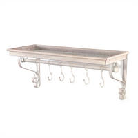 WANDGARDEROBE LILY 6 Haken, Hutablage antik-weiß - Weiß, Holz (61/25/26cm) - DESIGN DELIGHTS