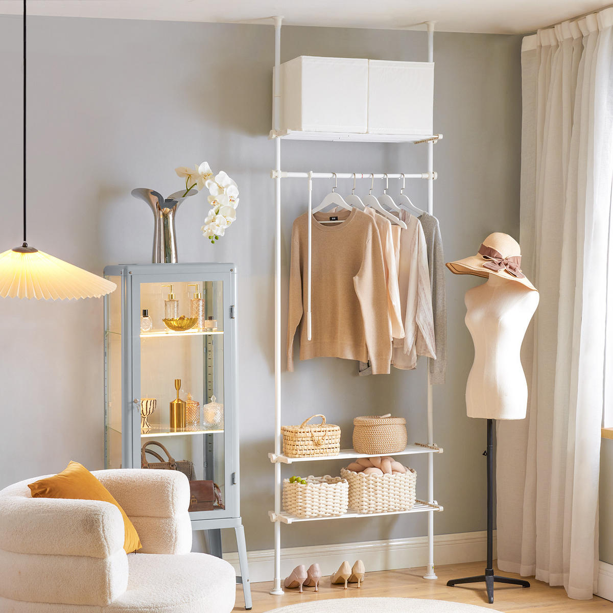 TELESKOP GARDEROBEN SYSTEM Weiß - Weiß, Kunststoff (80/295/2cm) - SoBuy
