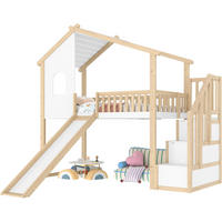 HOCHBETT 90/200 cm Natur-Weiß aus Kiefernholz mit Rutsche und Stauraumleiter - Naturfarben, Holzwerkstoff (90/200cm) - OKWISH