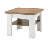 COUCHTISCH weiß Pinie, Eiche hell Landhaus Beistelltisch 70 x 70 cm - Eichefarben/Weiß, Holzwerkstoff (70/70/53cm) - Furn.Design