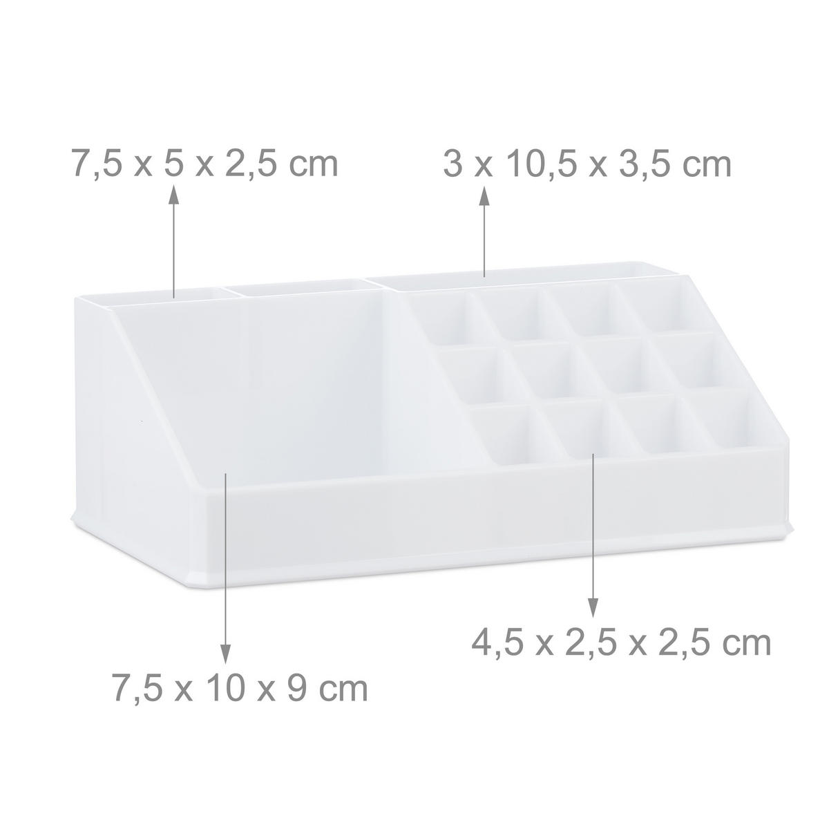 MAKEUP Organizer - Weiß, Kunststoff (23.5/29.5/14cm) - Relaxdays