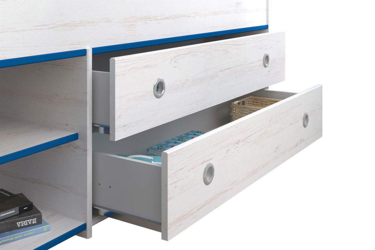 KINDERZIMMER SET Parisot Smoozy 5-tlg. Holzdekor Kiefer Weiß/Blau - Blau/Weiß, Kunststoff (100/1/200cm) - 58aufmkessel
