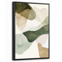 LEINWAND Bilder mit Rahmen - Japandi - Abstrakt - Grün - 40x60 - Salbeigrün, Textil (40/60cm) - MuchoWow