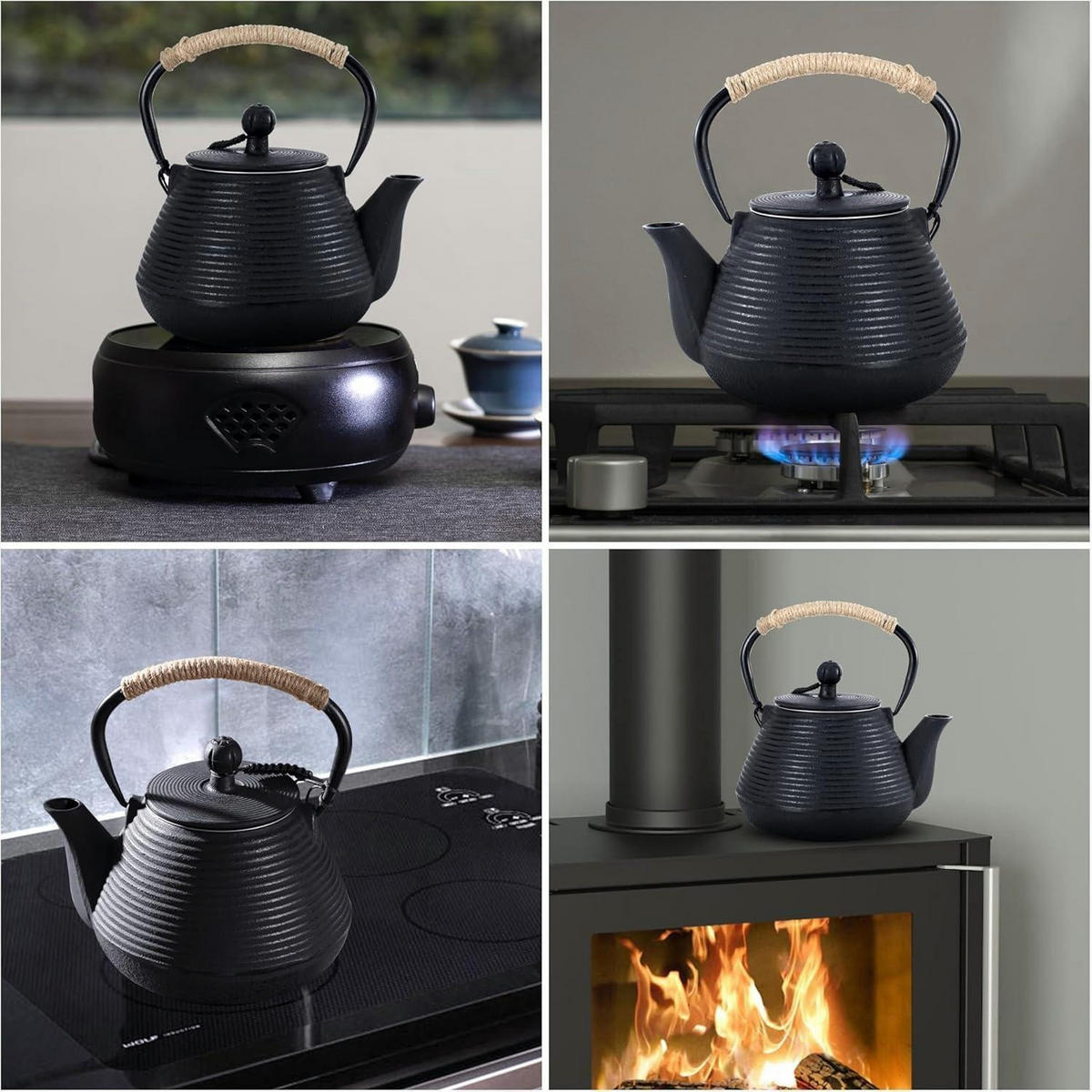 TEEKANNE mit Warmhalter 1000 ml Schwarz - Schwarz, Metall (15/15cm)
