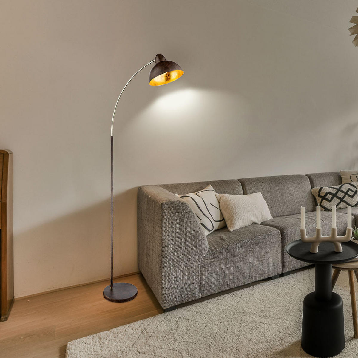 LED STEHLEUCHTE Messing Rostfarben - Braun, Metall (51/25/155cm) - Globo Lighting