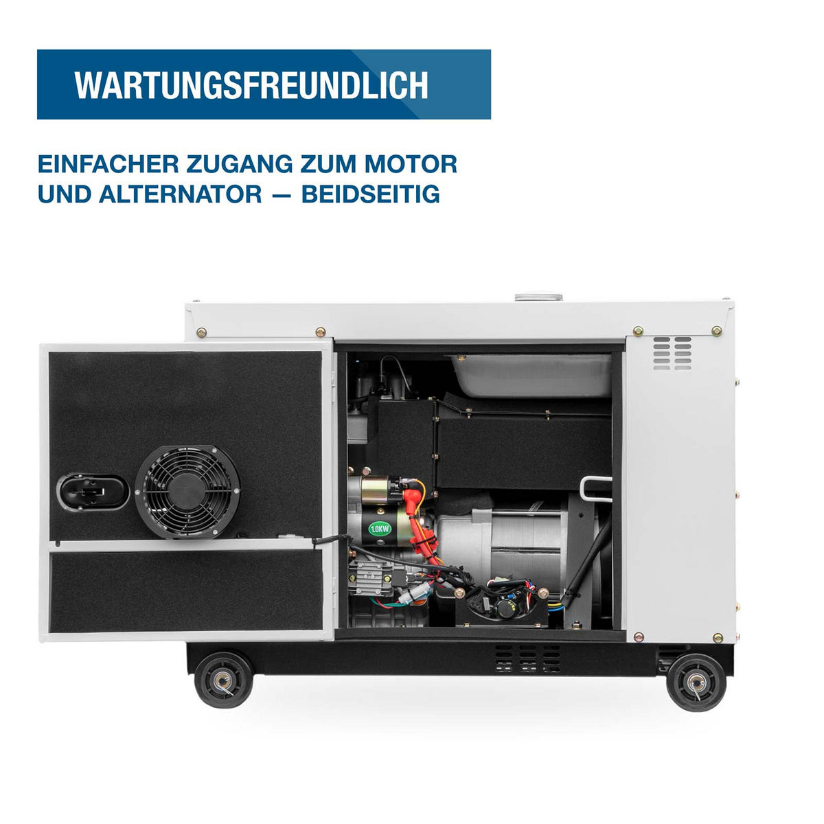 DIESEL Generator DHY8600SE-T D (5.7kW / 7.9kVA, Elektrostart, 1 x 230V + 400V) - Weiß, Metall (92/52/72cm) - HYUNDAI