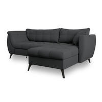 ECKSOFA MOLLIS Graphitfarben Geflochtener-Stoff mit Schlaffunktion - Graphitfarben, Holz (241/154cm) - MASSENO