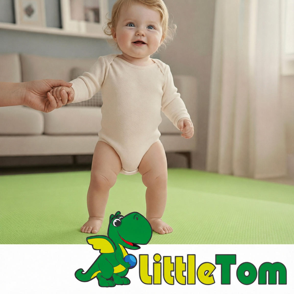 SPIELMATTE ab Null - 90 cm Baby Puzzlematte Grün - Grün, Kunststoff (30/30cm) - Littletom