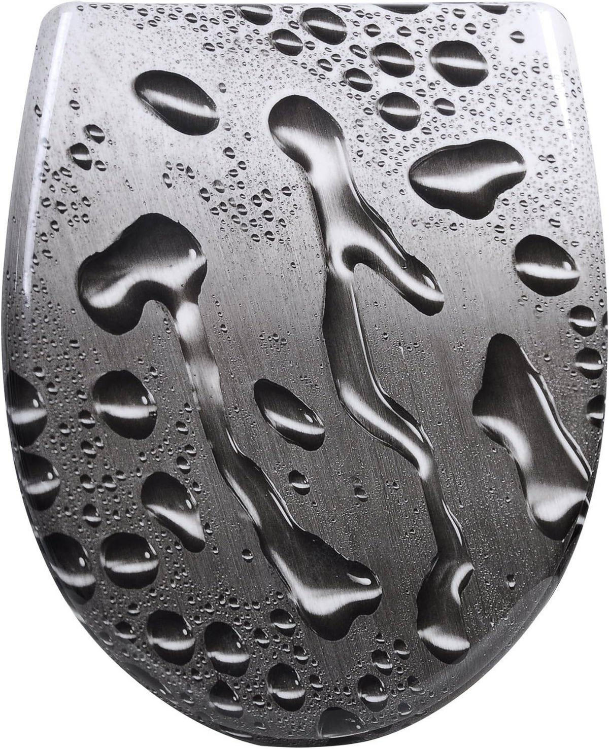WC SITZ mit Absenkautomatik, 175 kg belastbar, Tautropfen Grau Oval - Grau, Kunststoff (37/5.2/45cm) - Woltu