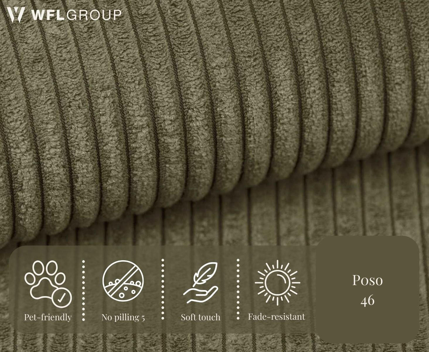 WFL Group Ecksofa Olivgrün 250x160 cm
