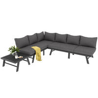 LOUNGESET 5-6 Personen Grau 2x 3-Sitzer 1 Tisch - Grau, Metall - FLIEKS