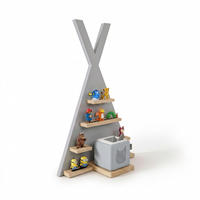 WANDREGAL Grau für Toniebox Zeltform Magnetleisten - Grau, Holz/Holzwerkstoff (49/69/9cm) - Relaxdays