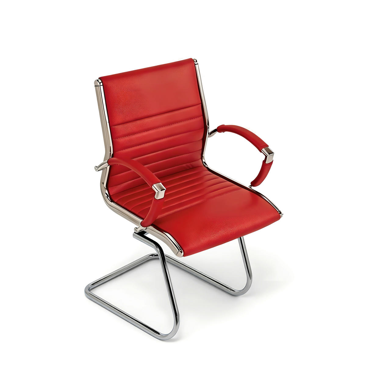 BESUCHERSTUHL Montreal Echtleder Rot – ergonomisch, 150 kg belastbar - Rot, Leder/Metall (60/95/60cm) - Versee